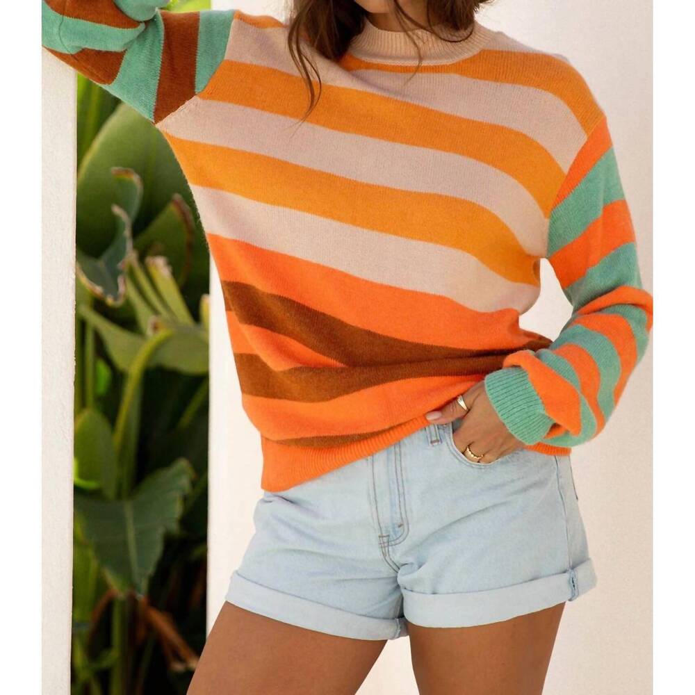 NEW ROSA CLOTHING steph striped sweater in orange stripe